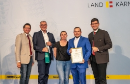 Präsident Siegfried Huber, LK-Kärnten, Dir. DI Johannes Leitner, LFS Stiegerhof, Arno Tabernig, Wirtschafter, LFS Stiegerhof, Sudi Jereb, WL-Stv. LFS Stiegerhof, LHStv. Martin Gruber, Landesregierung Kärnten